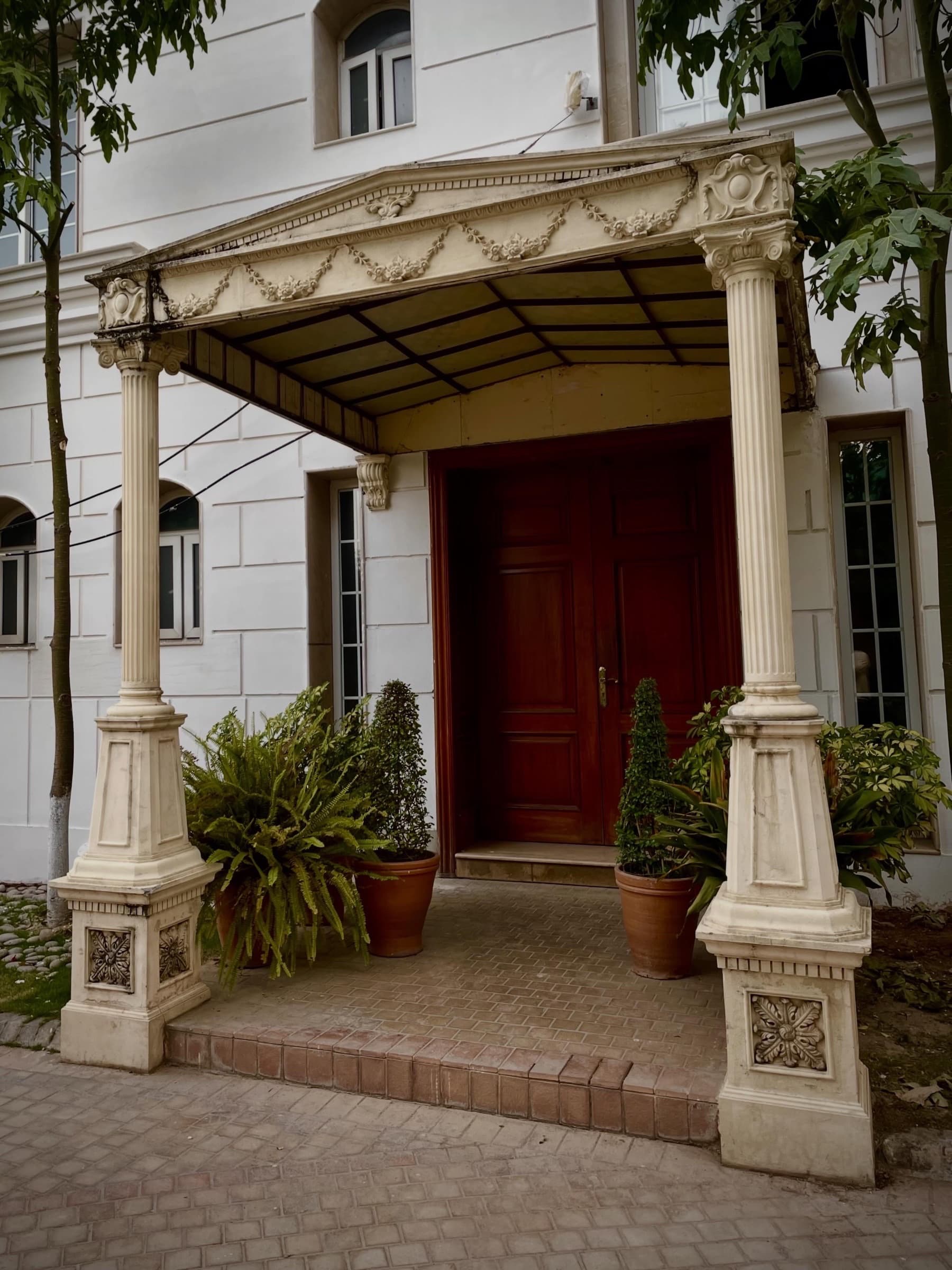Classical columns and entrance: The Doors