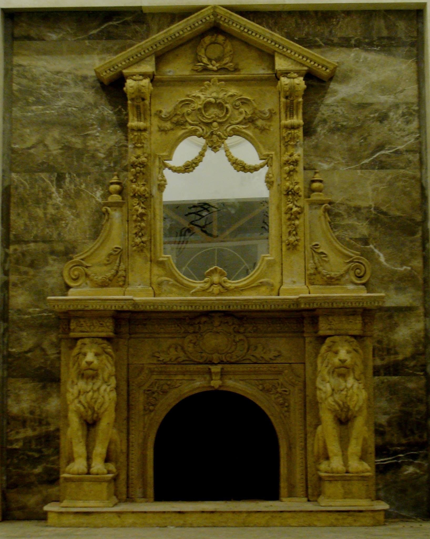 Carved fireplace surround