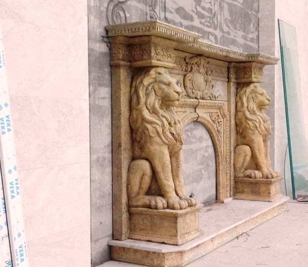 Carved fireplace surround