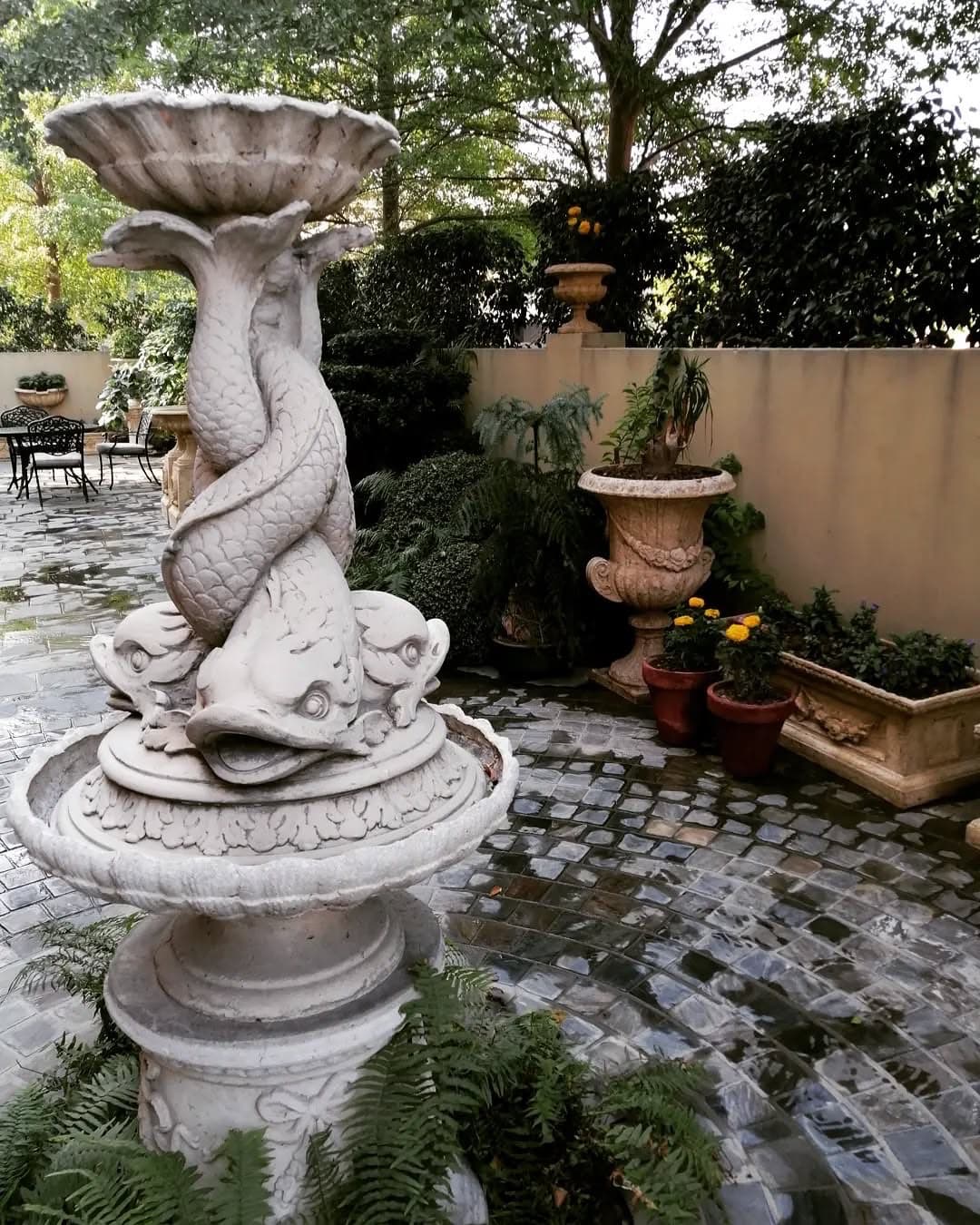 Classical stone fountain: Dark Damp Dusk Dim & Dreamy