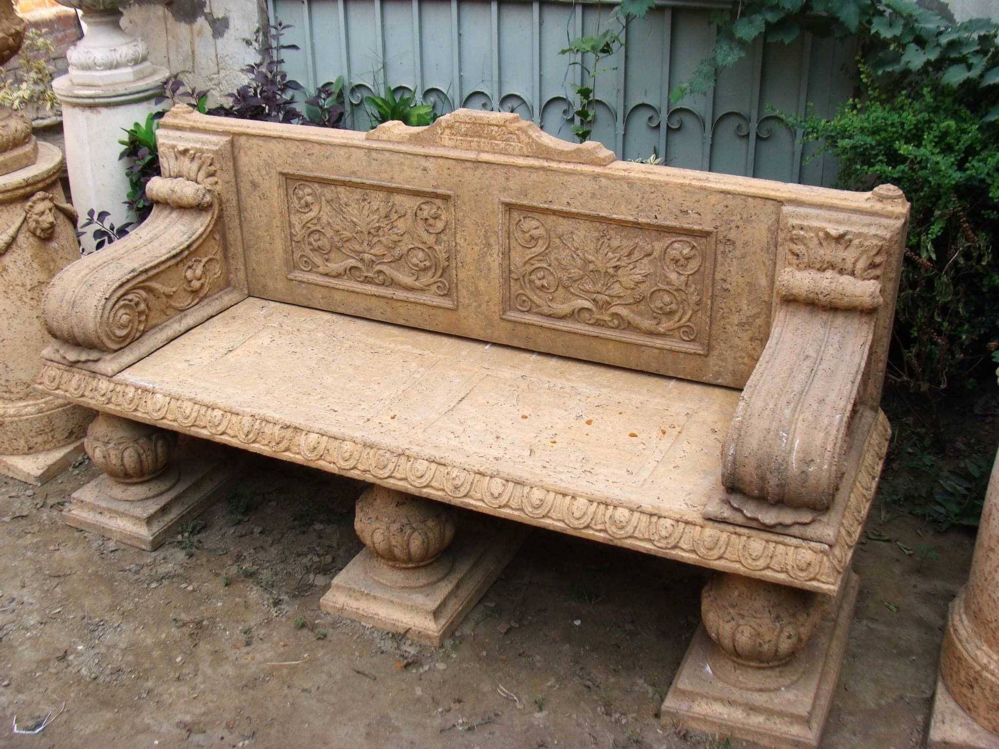 Stone garden piece: Classic Bench for Outdoor